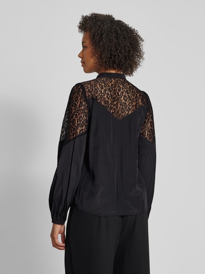 FREE/QUENT Regular fit blouse met gehaakt kant, model 'VIALU' Zwart - 5