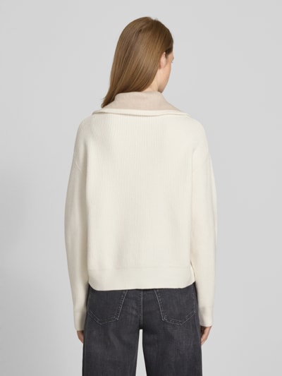 MANGO Strickpullover aus Viskose-Mix mit Troyer-Kragen Modell 'RIZON' Beige 5