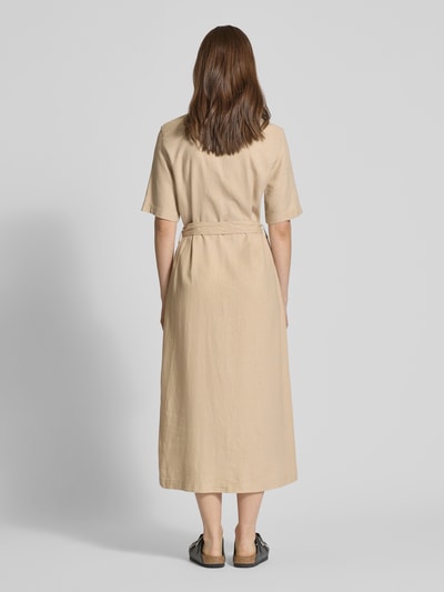 ONLY Tailliertes Hemdblusenkleid aus Viskose-Leinen-Mix Modell 'CARO' Taupe 5