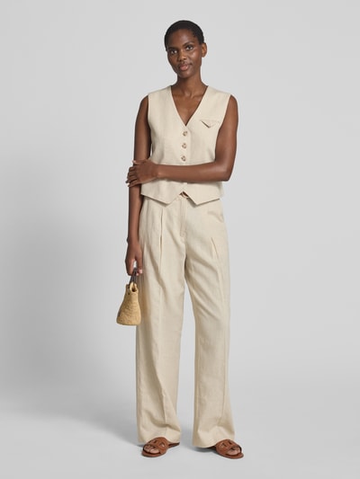 mbyM Stoffen broek met achterzak, model 'Cristiana' Beige - 1