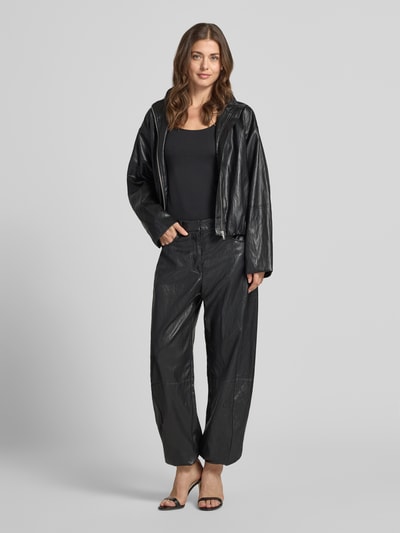 Jake*s Casual High Waist Lederhose in glänzender Optik Black 1