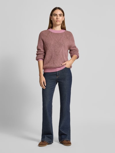 Fynch-Hatton Sweter z dzianiny z mieszanki wełny z alpaki z okrągłym dekoltem Różowawy 1