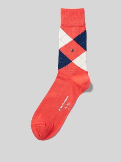 Burlington Socken mit grafischem Muster Modell 'KING' Koralle 1