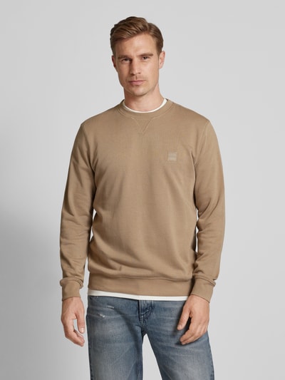 BOSS Orange Sweatshirt met labelpatch, model 'Westart' Beige - 4