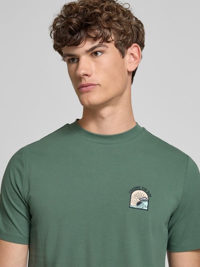 Blend T-Shirt mit Motiv- und Statement-Stitching Modell 'JOBBE' Oliv 3