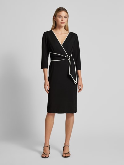 Adrianna Papell Knielanges Cocktailkleid in Wickel-Optik Black 4