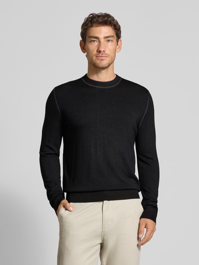 BOSS Orange Sweter o kroju regular fit z dzianiny z czystej, żywej wełny model ‘ASTEFO’ Czarny 4