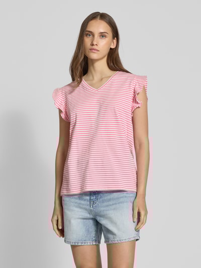 Marc O'Polo Denim T-Shirt mit Volantärmel Pink 4