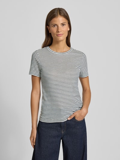 Rich & Royal T-shirt met geribde ronde hals Marineblauw - 4