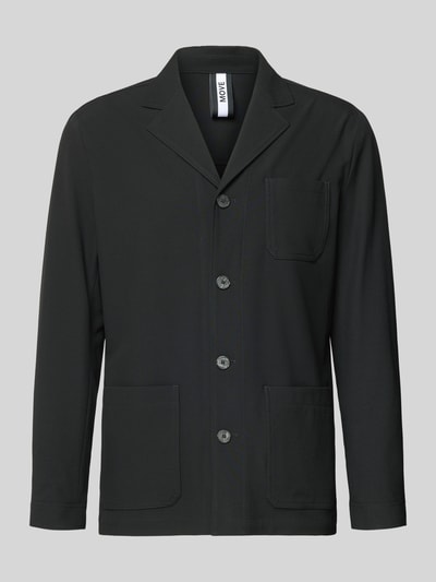 Produktfoto, Relaxed Fit Hemdjacke mit Viskose-Anteil Modell 'Bill' von DIGEL in Schwarz mit Elastischer-Material-Mix, AufgesetzteTaschen, Reverskragen und durchgängige Knopfleiste, Rückenlänge bei Größe 50: 75 cm