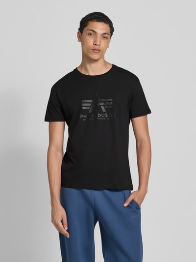 Alpha Industries T-Shirt mit Label-Print und Rundhalsausschnitt Black 4