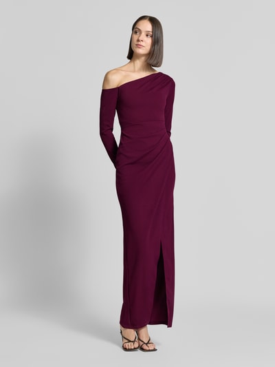 Lipsy Abendkleid im One-Shoulder-Look mit Gehschlitz Bordeaux 4