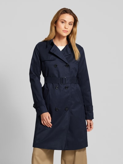 s.Oliver RED LABEL Slim Fit Trenchcoat aus Baumwoll-Mix mit Streifen-Futter Marine 4