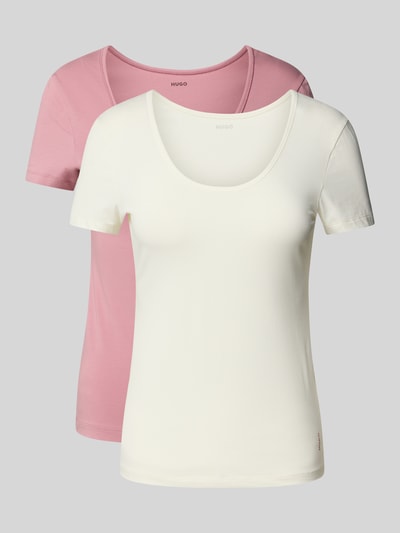 HUGO Regular fit T-shirt van katoenmix in een set van 2 stuks, model 'TWIN' Oudroze - 1