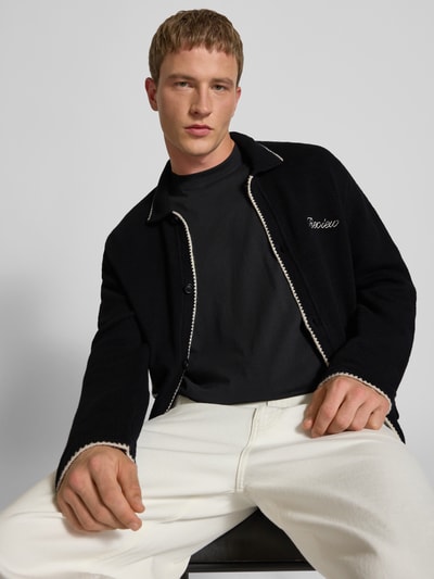 REVIEW Strickjacke mit Umlegekragen und Knopfleiste Black 3