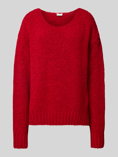 Milano Italy Oversized Strickpullover mit gerippten Abschlüssen Rot 1