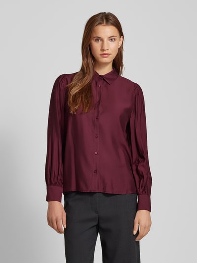 ICHI Regular fit blouse met platte kraag, model 'KARLANI' Bordeaux - 4