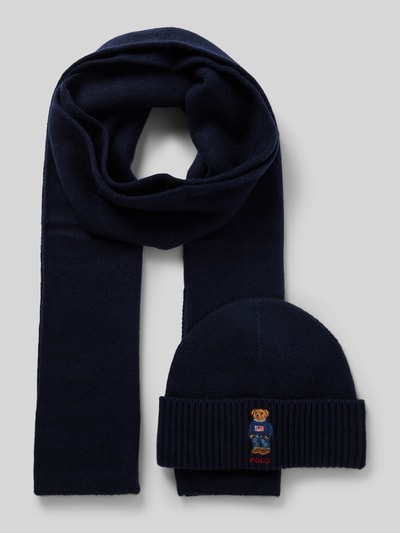 Polo Ralph Lauren Beanie en sjaal in een set met wol Marineblauw - 1