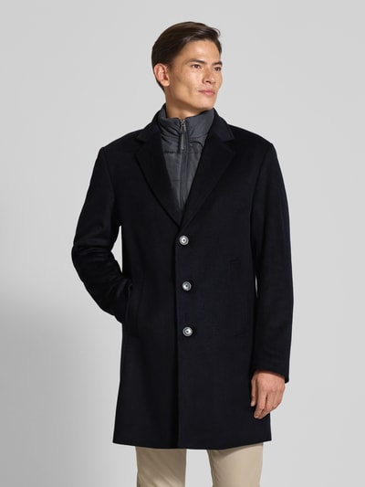 JOOP! Collection Lange wollen jas in dubbele-laagjeslook, model 'Morris' Marineblauw - 4