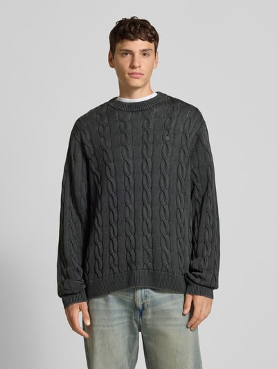 Carhartt Work In Progress Strickpullover mit Zopfmuster und Label-Stitching Black 4