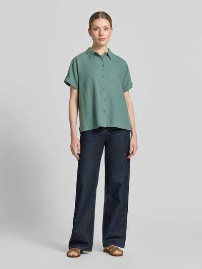 FREE/QUENT Relaxed Fit Bluse aus Leinen-Viskose-Mix Modell 'Lava' Gruen 1