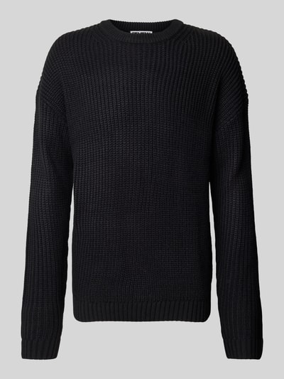 REVIEW Sweter z dzianiny z okrągłym dekoltem Czarny 1