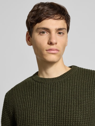 Levi's® Strickpullover mit gerippten Abschlüssen Oliv 3