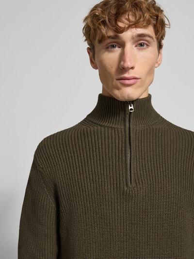 Replay Gebreide pulllover met opstaande kraag en ritssluiting Olijfgroen - 3