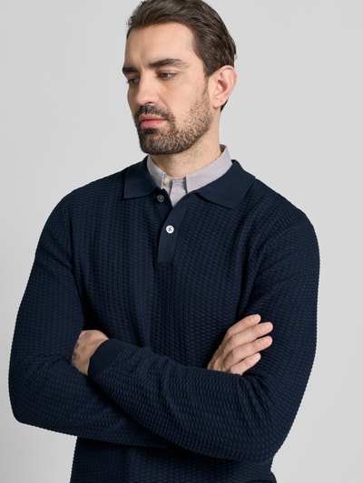 Christian Berg Men Gebreide pullover met polokraag Marineblauw - 3
