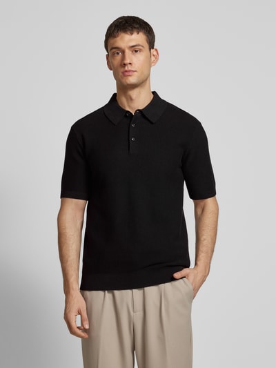 Scotch & Soda Regular fit poloshirt met structuurmotief Zwart - 4