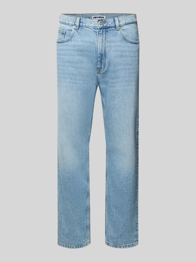 Productfoto, Straight Fit Jeans im 5-Pocket-Design van REVIEW in denim-look, lichtblauw, knoop- en ritssluiting, maat 32/32, rechte pijpen