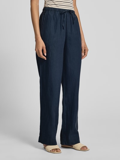 Marc O'Polo Loose fit linnen broek in joggingbroeklook Marineblauw - 4