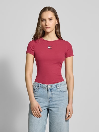 Tommy Jeans T-shirt met labelstitching Bordeaux - 4