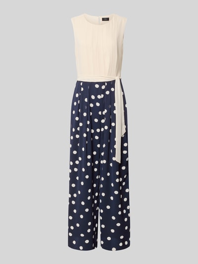Produktfoto, Regular Fit Jumpsuit mit tailleriem zum knopen van s.Oliver BLACK LABEL, meerkleurig, gestippeld, boothals, ritssluiting, mouwloos, chiffon