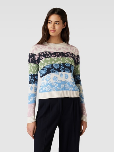 Weekend Max Mara Gebreide pullover met all-over bloemenmotief, model 'FLERES' Lichtblauw - 4