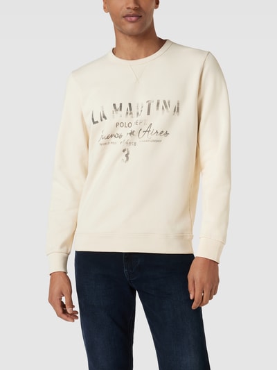 La Martina Sweatshirt mit Label-Print Offwhite 4