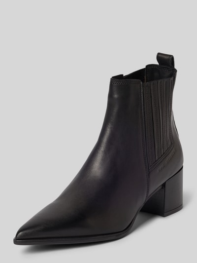 Produktfoto, czarne botki z naturalnej skóry, nosek spiczasty, elastyczne wstawki, obcas słupek 6 cm, model 'CPH298' od Copenhagen, wysokość cholewki 14 cm, szerokość w rozmiarze 40: 10 cm