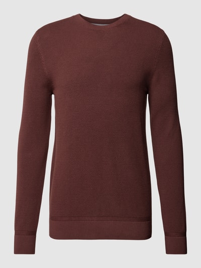 s.Oliver RED LABEL Sweter z dzianiny z fakturowanym wzorem Bordowy 2