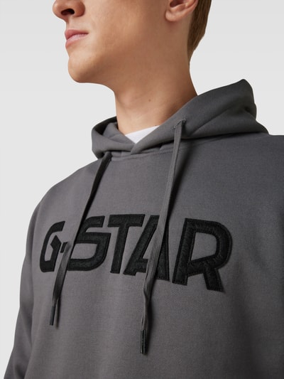 G-Star Raw Hoodie met labelstitching Grafiet - 3