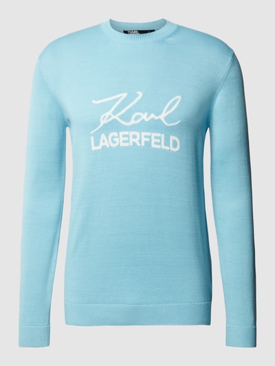 Karl Lagerfeld Gebreide pullover met label en ronde hals Lichtblauw - 2