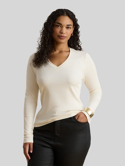 Lauren Ralph Lauren Slim fit shirt met lange mouwen van mix van katoen en modal Ecru - 6