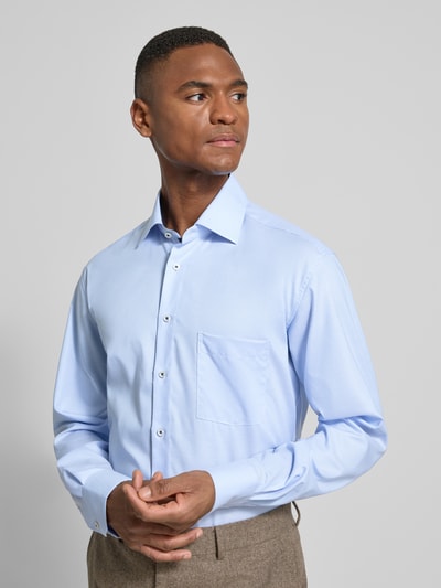 ETERNA Regular fit zakelijk overhemd van katoen met kentkraag Bleu - 3