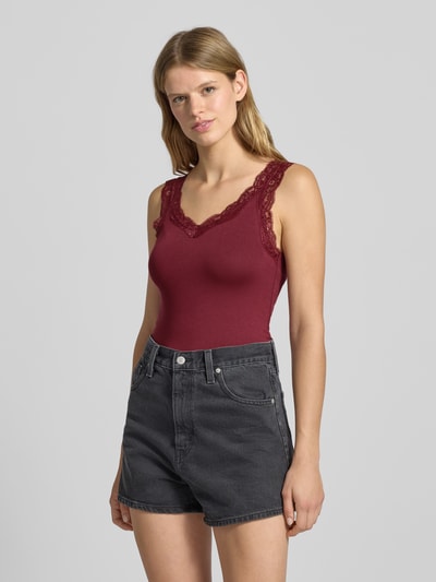 Pieces Slim Fit Tank Top aus Viskose-Mix Modell 'BARBERA' Dunkelrot 4
