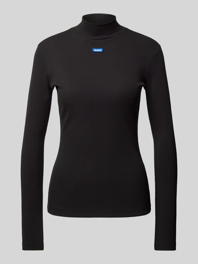 Hugo Blue Longsleeve mit geripptem Stehkragen Black 2