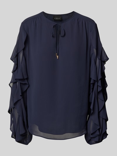 s.Oliver BLACK LABEL Loose fit chiffon blouse met mouwen met ruches Marineblauw - 2