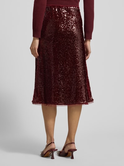 Milano Italy Spódnica midi z cekinami i elastycznym pasem Bordowy 5