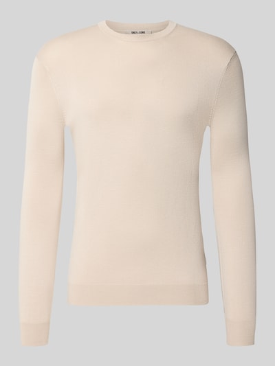 Produktfoto, heller Regular Fit Pullover aus Viskose-Mix Modell 'WYLER' von ONLY & SONS für Herren, glatte Textur, neutrale Farbgebung.