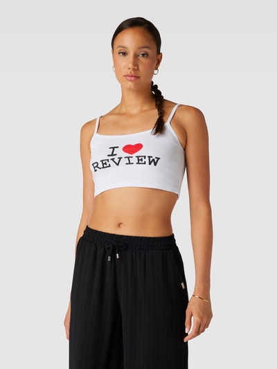 Review Korte top met print 'I love Review'' Wit - 4