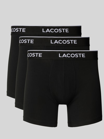 Productfoto, Boxershorts met elastische label-band in 3-pack van LACOSTE, katoen-elastaan mix, nauwsluitende fit, zwart, gladde textuur