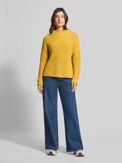 Selected Regular Fit Strickpullover mit Bio-Baumwoll-Anteil Modell 'SELMA' GELB 1